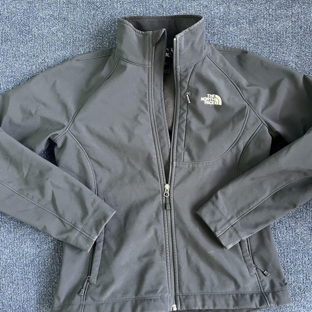The North Face Jacket Womens Medium Black Soft Shell Fleece Lined‎ Full Zip Coat